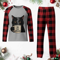 No Ice Please Plaid Pajama Set Funny Black Cat Anti ICE Meme