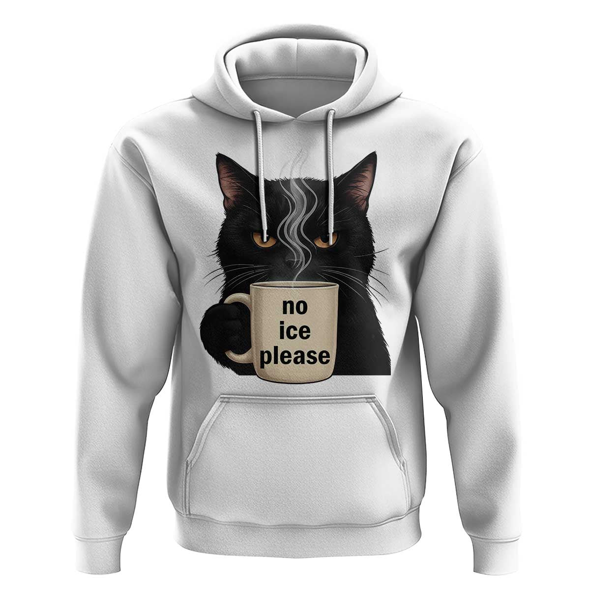 No Ice Please Hoodie Funny Black Cat Anti ICE Meme