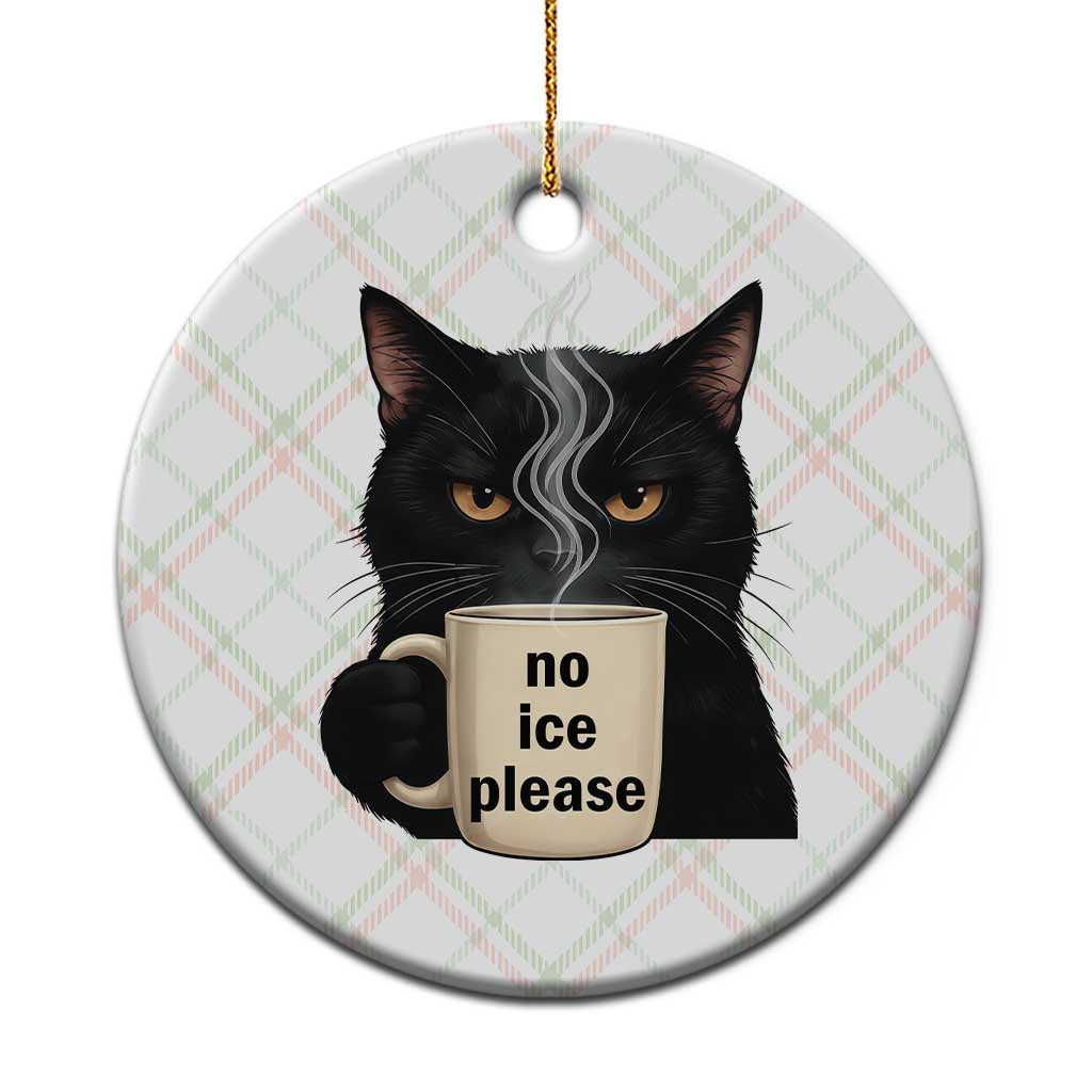 No Ice Please Ceramic Ornament Funny Black Cat Anti ICE Meme