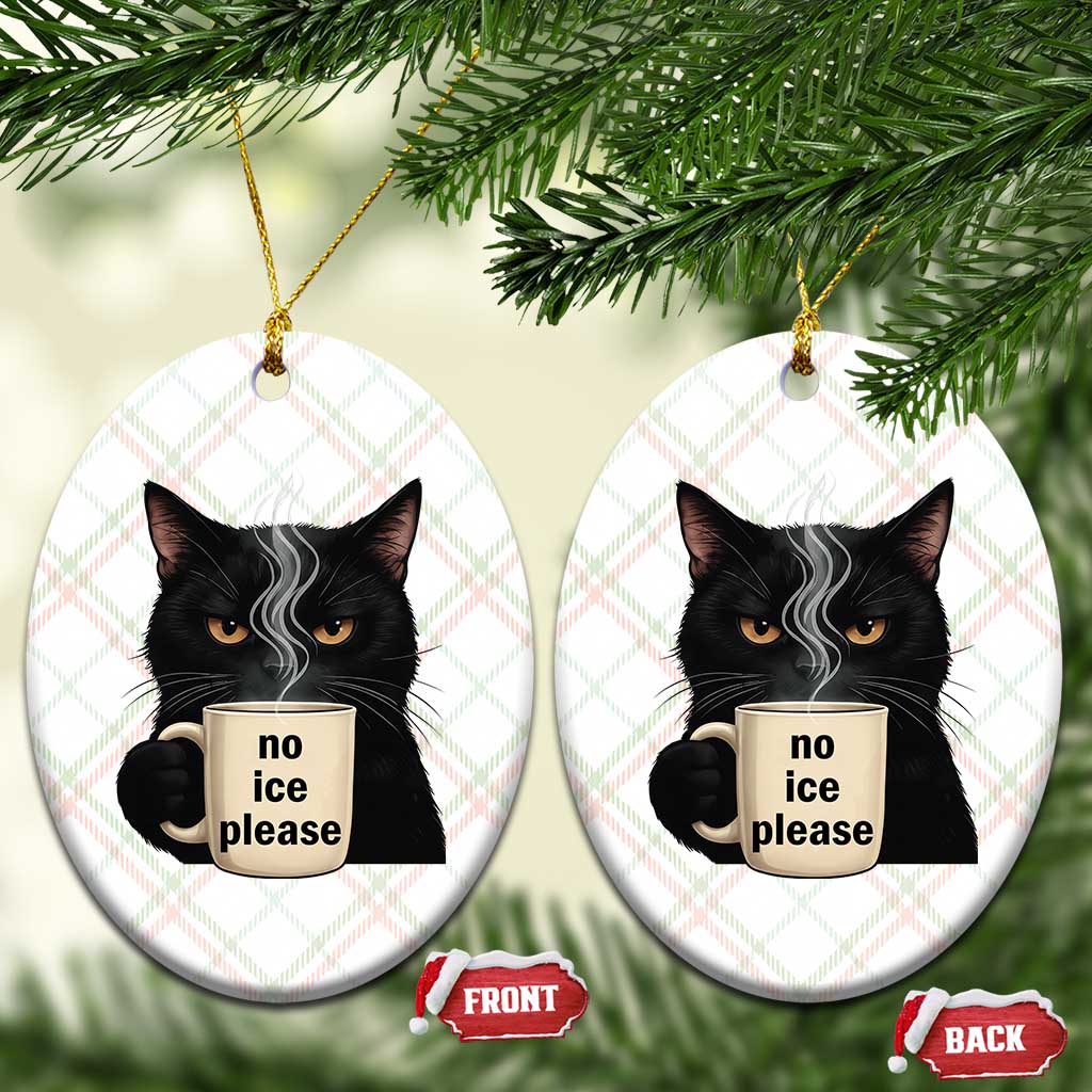 No Ice Please Ceramic Ornament Funny Black Cat Anti ICE Meme