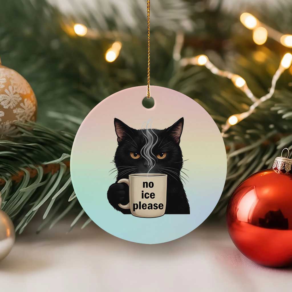 No Ice Please Ceramic Ornament Funny Black Cat Anti ICE Meme