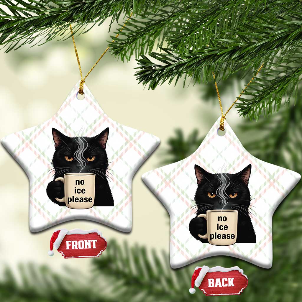 No Ice Please Ceramic Ornament Funny Black Cat Anti ICE Meme