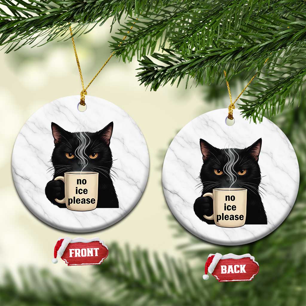 No Ice Please Ceramic Ornament Funny Black Cat Anti ICE Meme