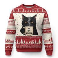 No Ice Please Ugly Christmas Sweater Funny Black Cat Anti ICE Meme