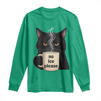 No Ice Please Long Sleeve Shirt Funny Black Cat Anti ICE Meme