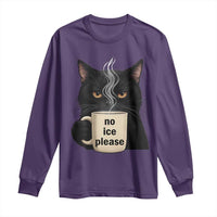 No Ice Please Long Sleeve Shirt Funny Black Cat Anti ICE Meme