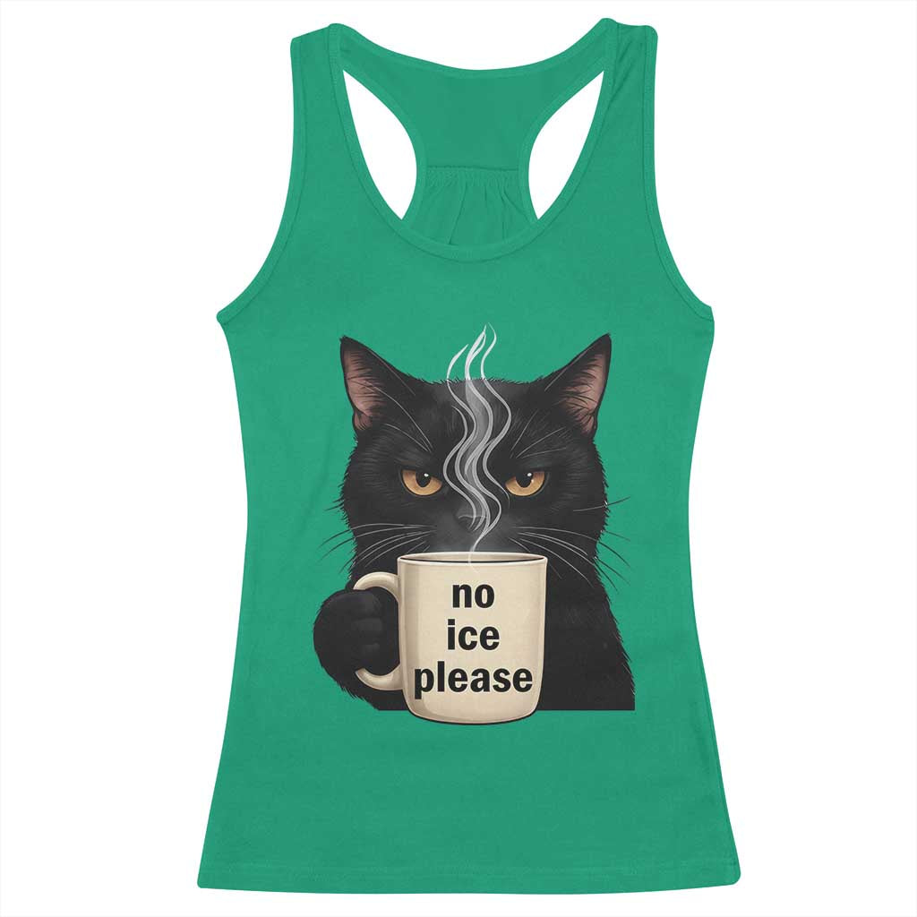 No Ice Please Racerback Tank Top Funny Black Cat Anti ICE Meme