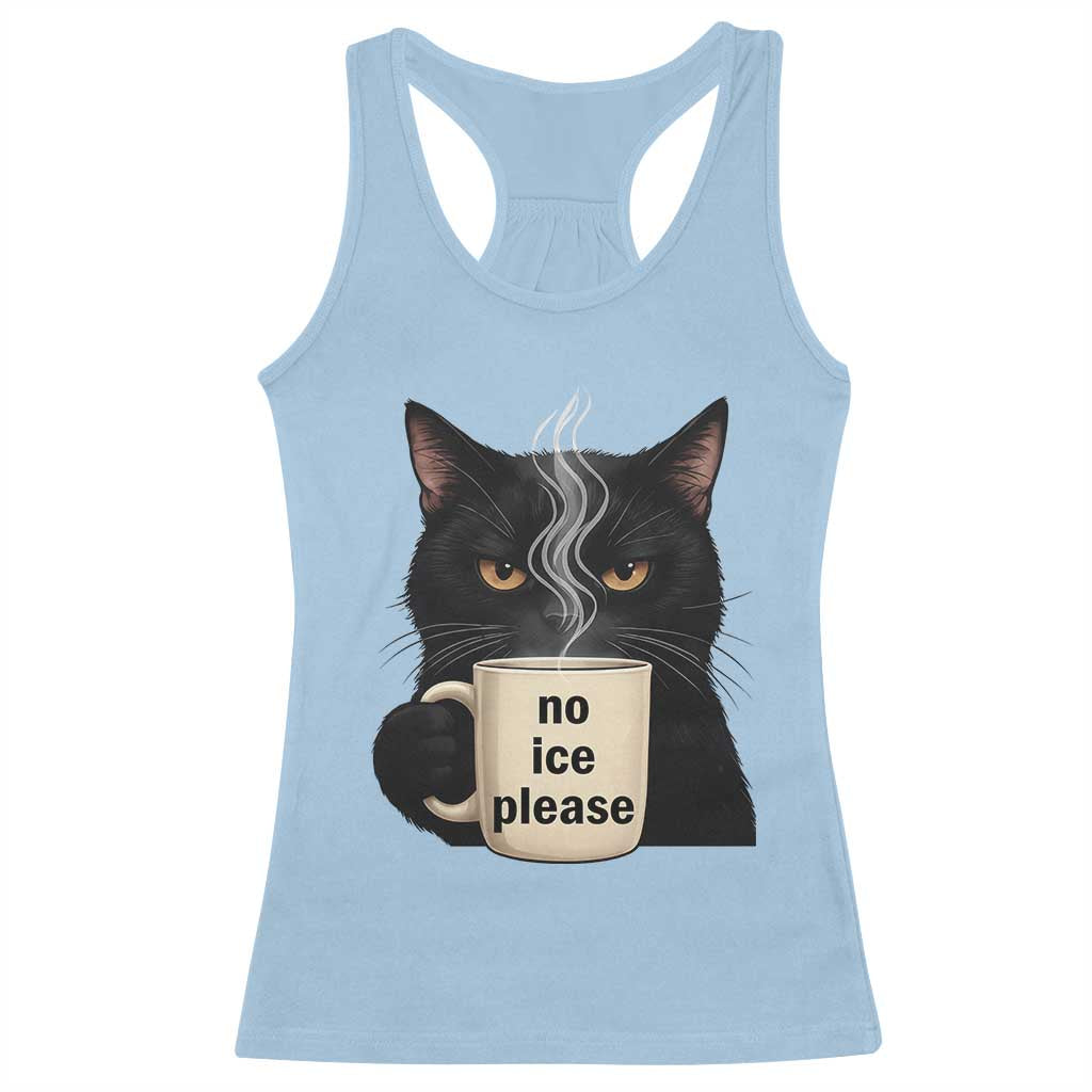 No Ice Please Racerback Tank Top Funny Black Cat Anti ICE Meme
