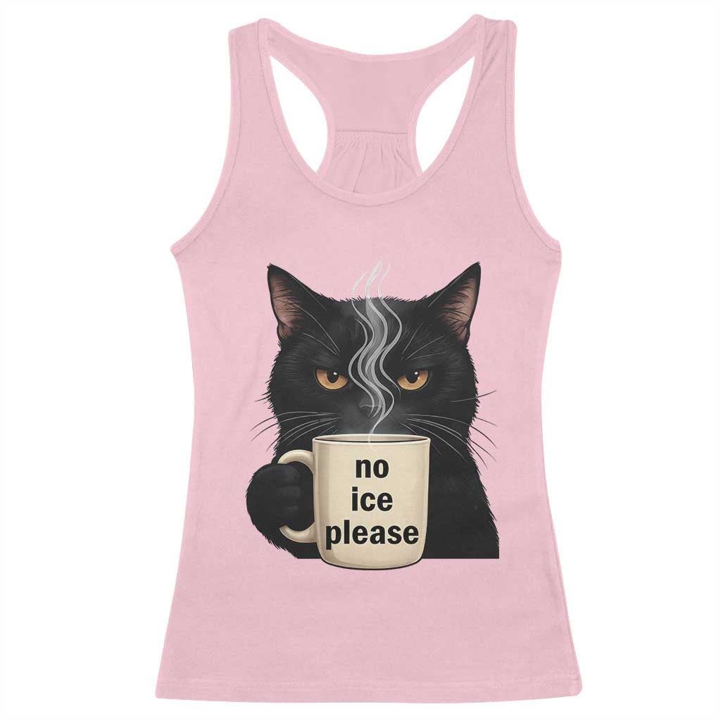 No Ice Please Racerback Tank Top Funny Black Cat Anti ICE Meme