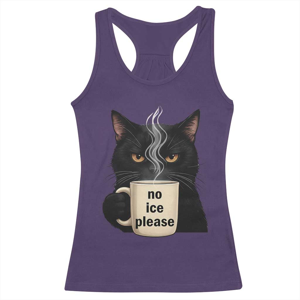 No Ice Please Racerback Tank Top Funny Black Cat Anti ICE Meme