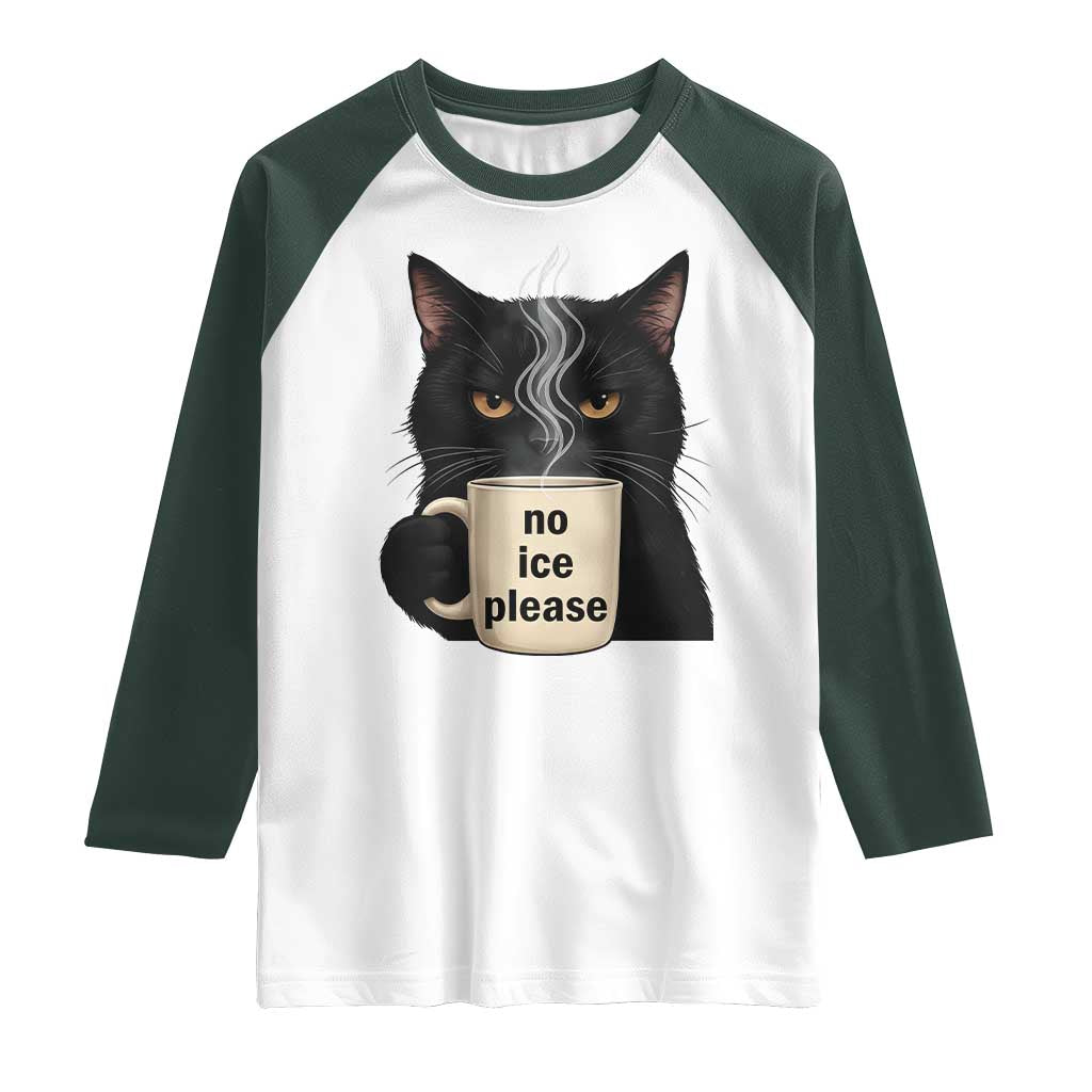No Ice Please Raglan Shirt Funny Black Cat Anti ICE Meme