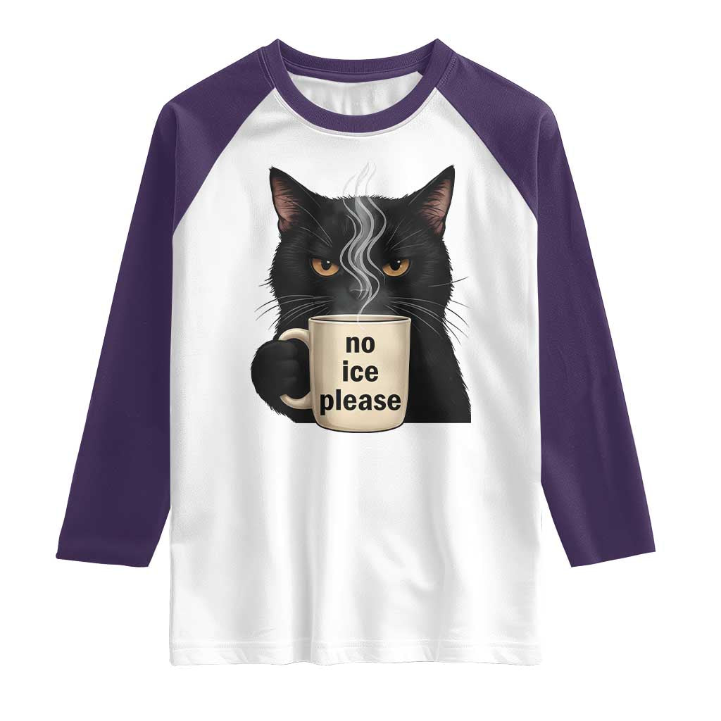 No Ice Please Raglan Shirt Funny Black Cat Anti ICE Meme