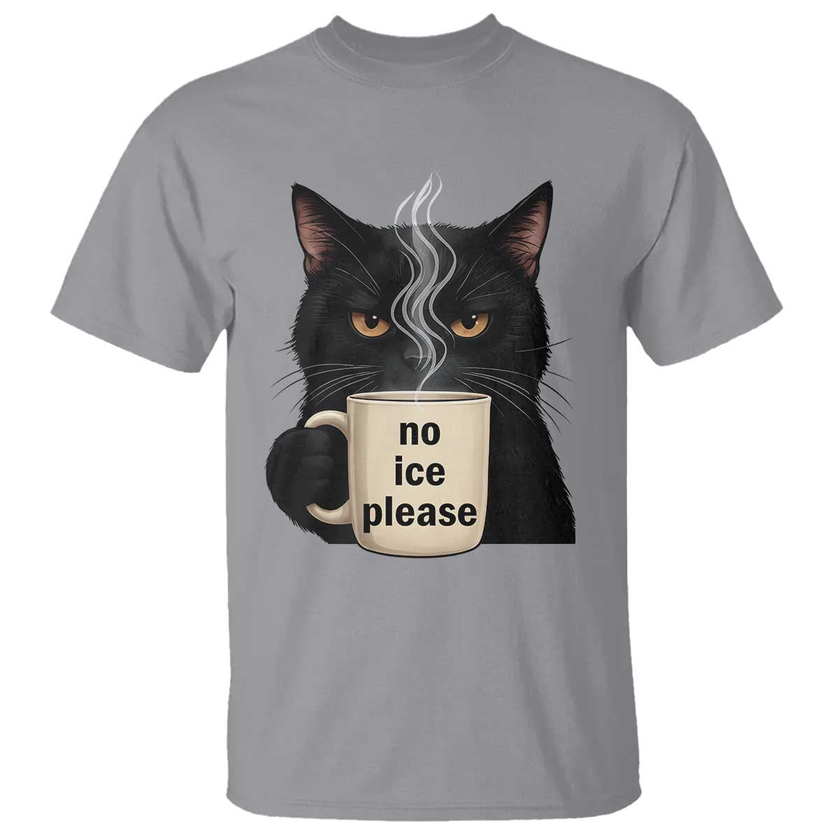 No Ice Please T Shirt Funny Black Cat Anti ICE Meme