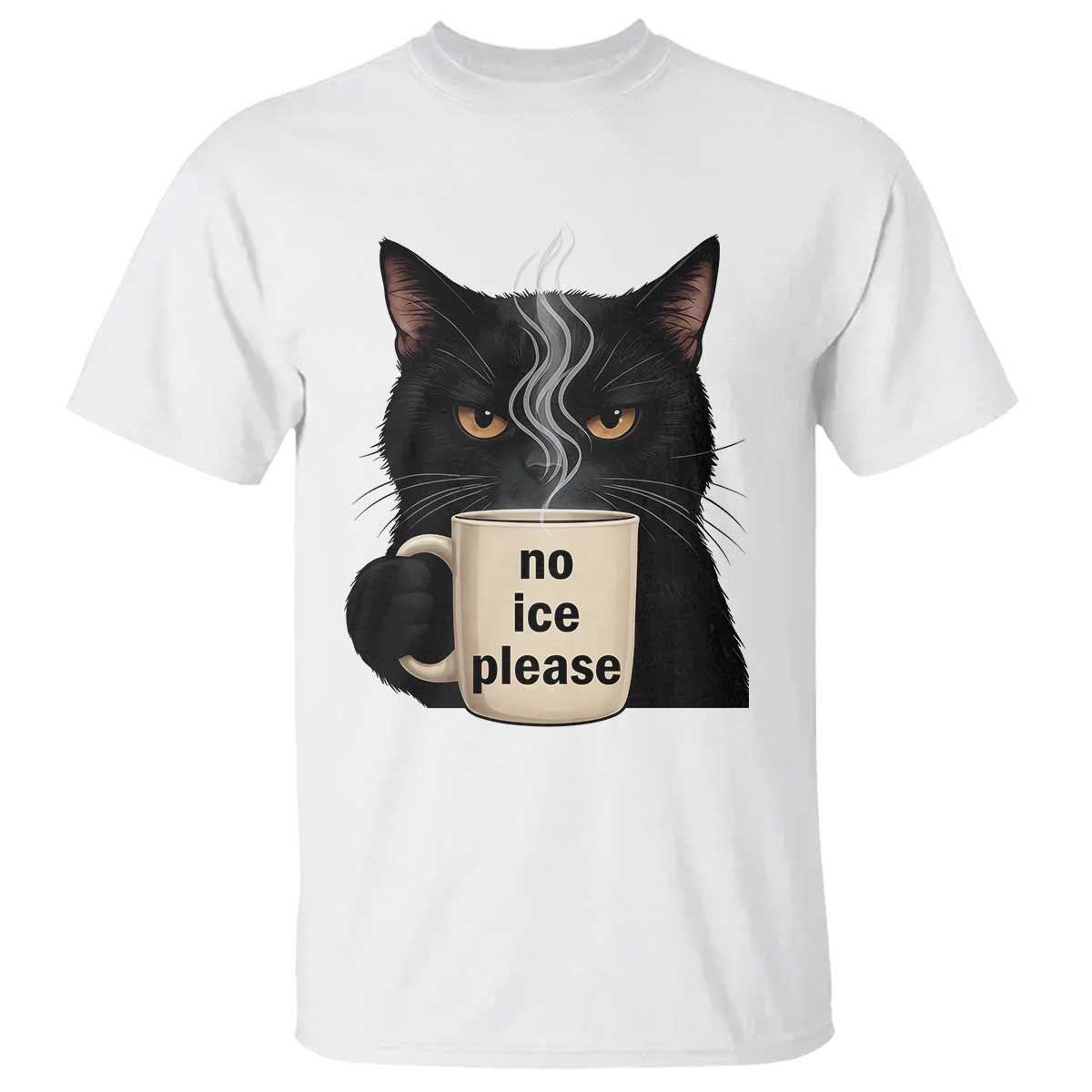 No Ice Please T Shirt Funny Black Cat Anti ICE Meme