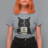 No Ice Please T Shirt For Women Funny Black Cat Anti ICE Meme