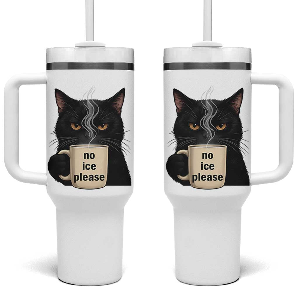 No Ice Please Tumbler With Handle Funny Black Cat Anti ICE Meme
