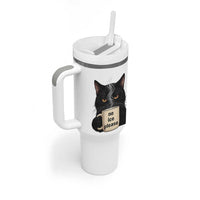 No Ice Please Tumbler With Handle Funny Black Cat Anti ICE Meme