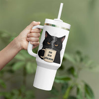 No Ice Please Tumbler With Handle Funny Black Cat Anti ICE Meme