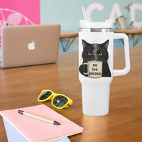 No Ice Please Tumbler With Handle Funny Black Cat Anti ICE Meme