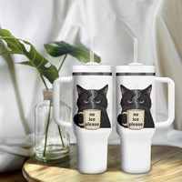 No Ice Please Tumbler With Handle Funny Black Cat Anti ICE Meme