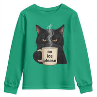 No Ice Please Youth Sweatshirt Funny Black Cat Anti ICE Meme