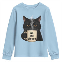 No Ice Please Youth Sweatshirt Funny Black Cat Anti ICE Meme