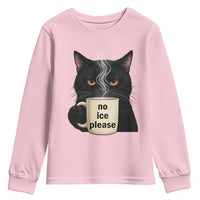 No Ice Please Youth Sweatshirt Funny Black Cat Anti ICE Meme