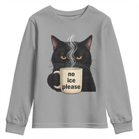 No Ice Please Youth Sweatshirt Funny Black Cat Anti ICE Meme