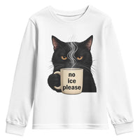 No Ice Please Youth Sweatshirt Funny Black Cat Anti ICE Meme