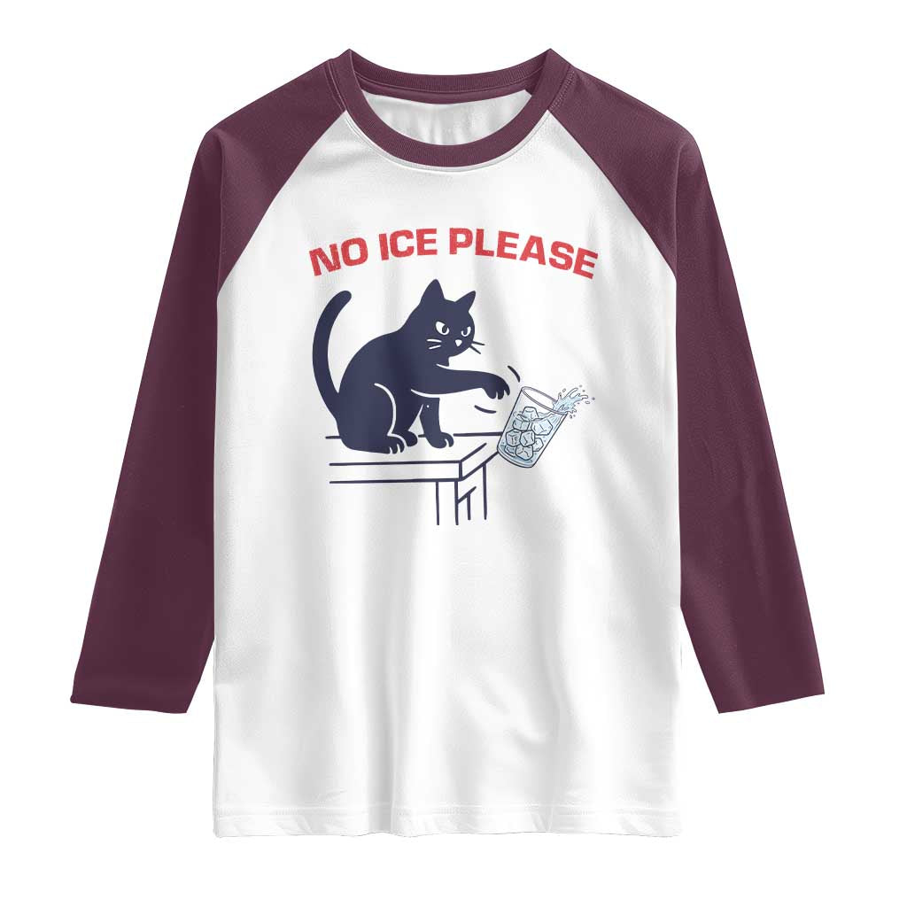 No Ice Please Raglan Shirt Funny Cat Anti ICE Meme