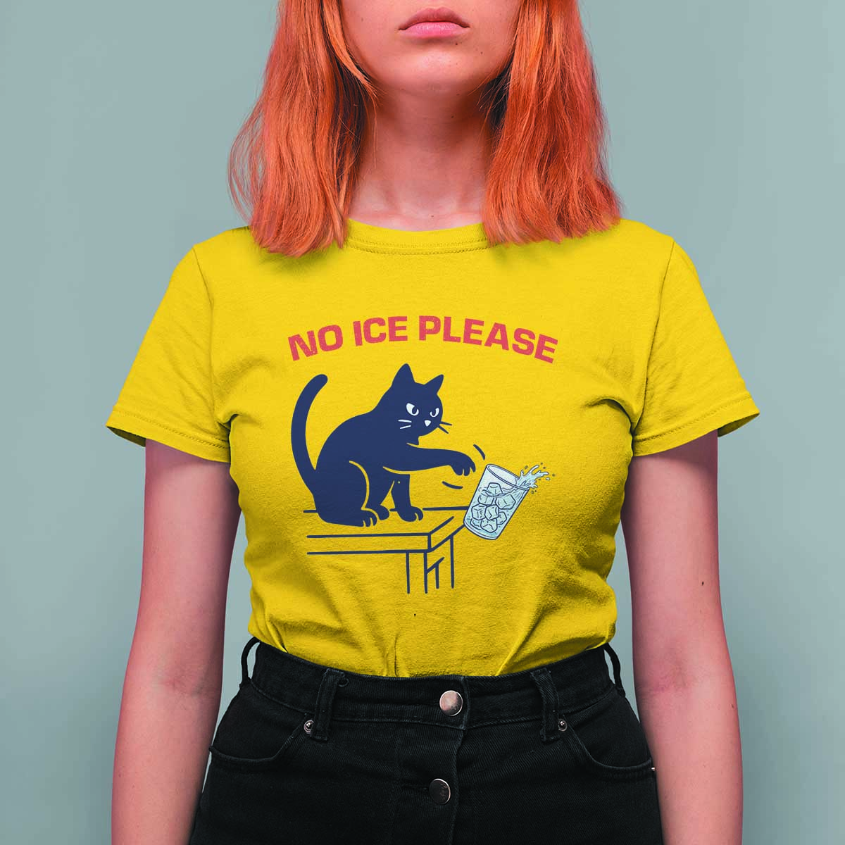 No Ice Please T Shirt For Women Funny Cat Anti ICE Meme