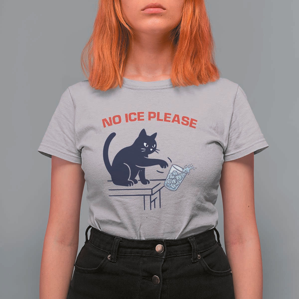 No Ice Please T Shirt For Women Funny Cat Anti ICE Meme