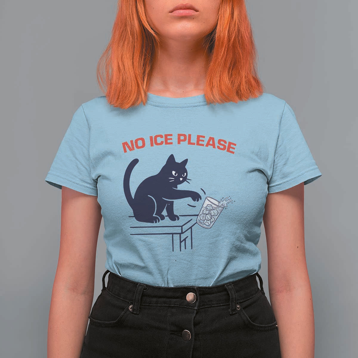 No Ice Please T Shirt For Women Funny Cat Anti ICE Meme