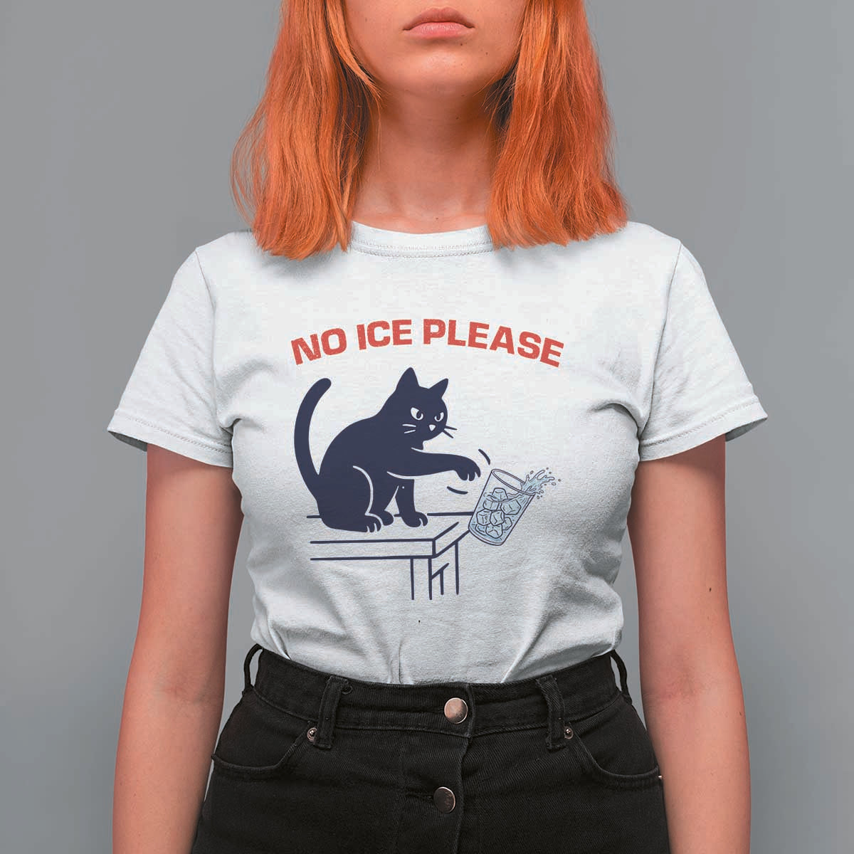 No Ice Please T Shirt For Women Funny Cat Anti ICE Meme