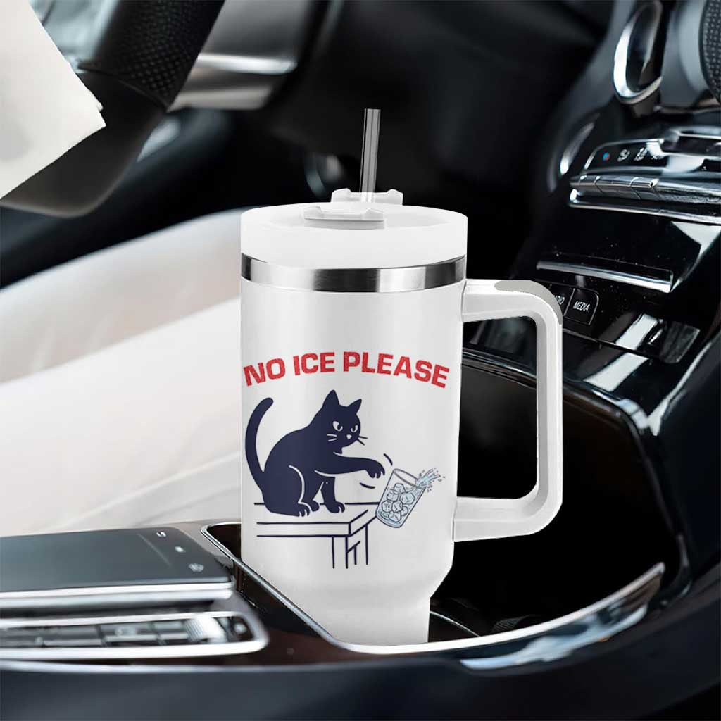 No Ice Please Tumbler With Handle Funny Cat Anti ICE Meme