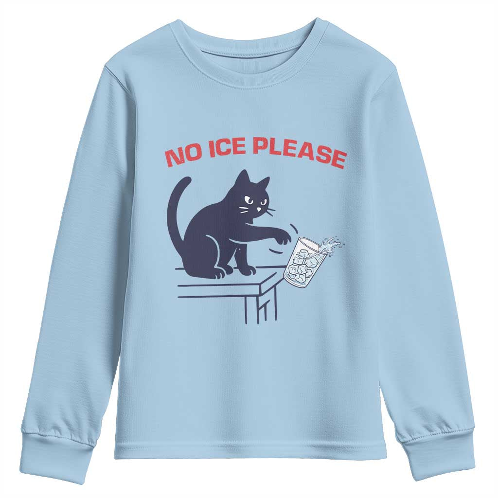 No Ice Please Youth Sweatshirt Funny Cat Anti ICE Meme
