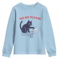 No Ice Please Youth Sweatshirt Funny Cat Anti ICE Meme