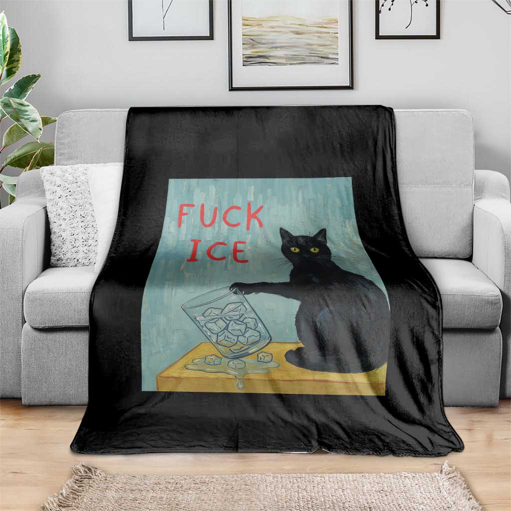 No Ice Please Throw Blanket Funny Cat Anti ICE Artist Meme