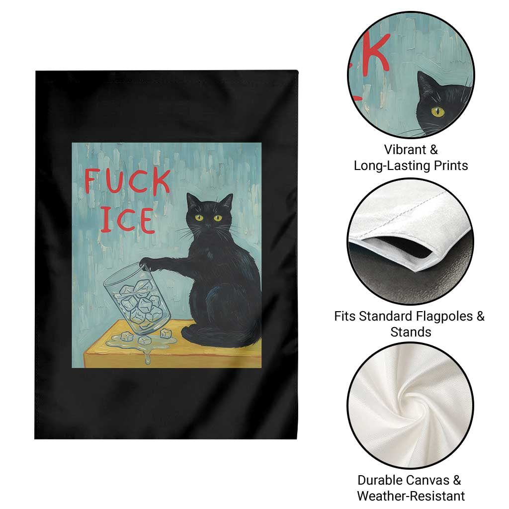 No Ice Please Garden Flag Funny Cat Anti ICE Artist Meme