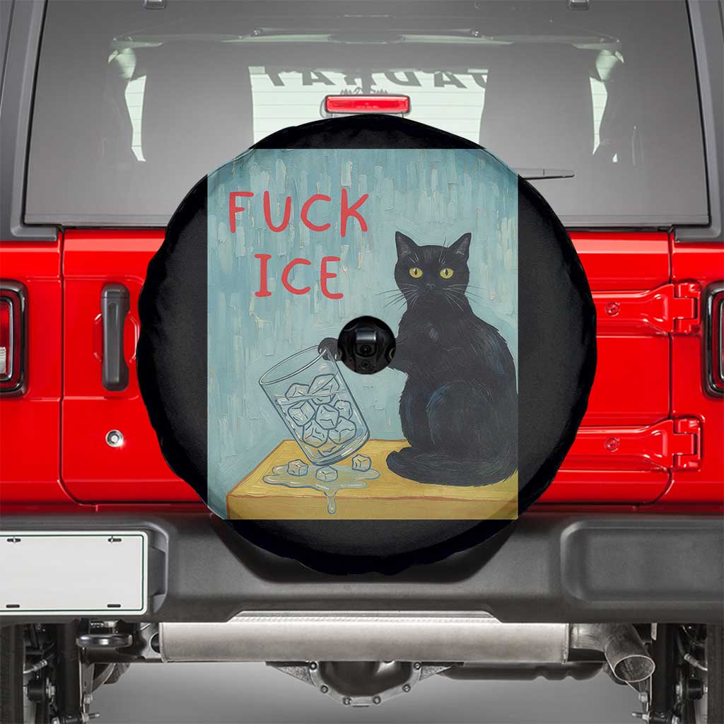 No Ice Please Spare Tire Cover Funny Cat Anti ICE Artist Meme