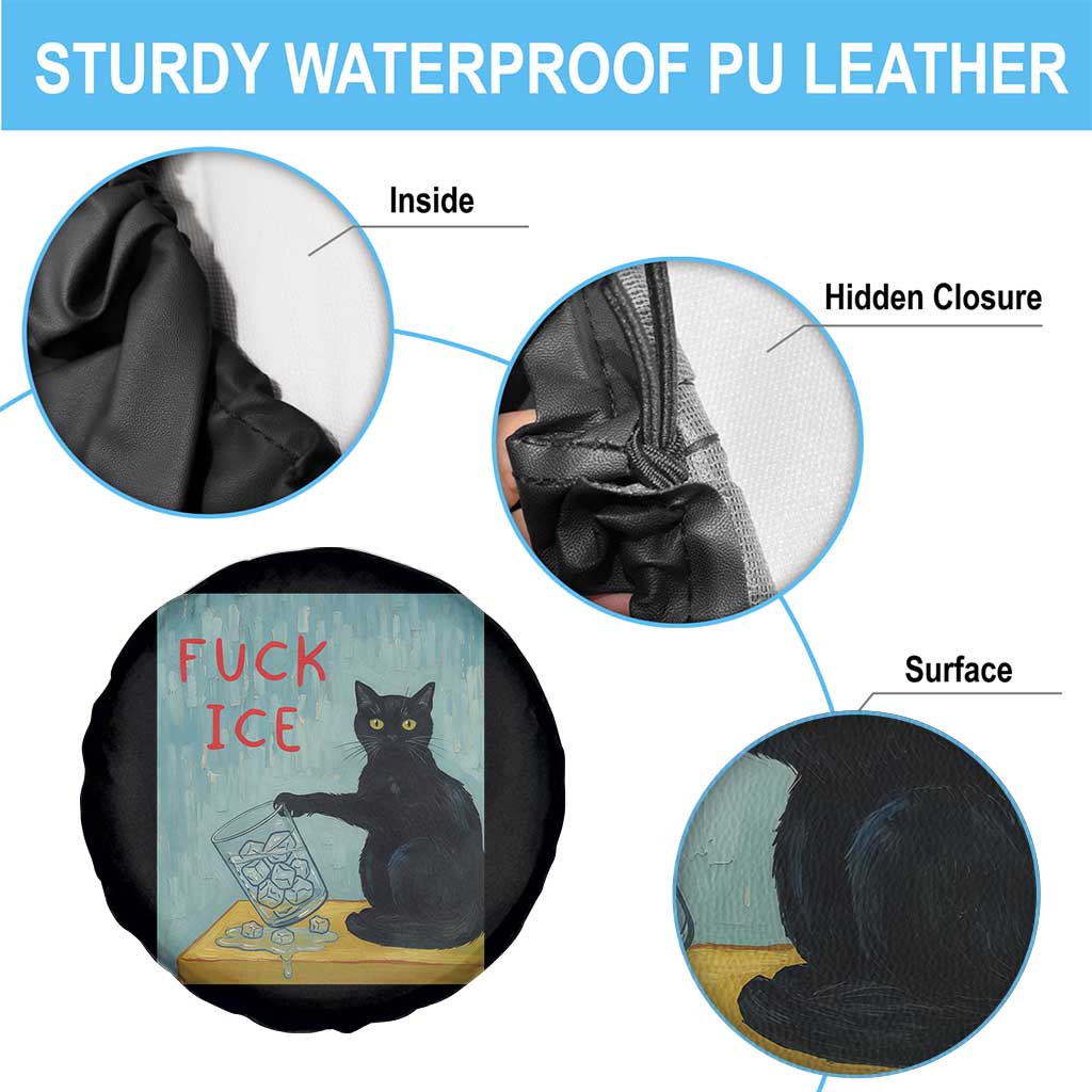 No Ice Please Spare Tire Cover Funny Cat Anti ICE Artist Meme