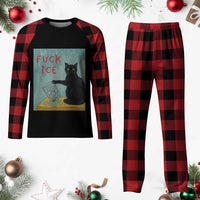 No Ice Please Plaid Pajama Set Funny Cat Anti ICE Artist Meme