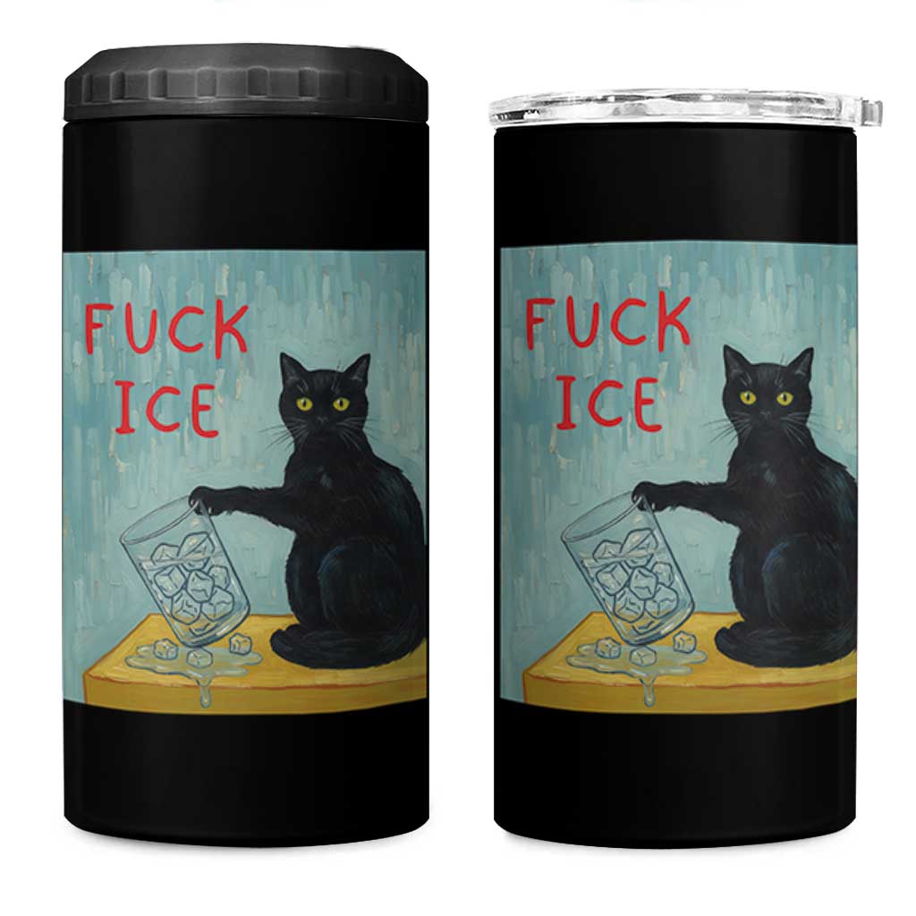 No Ice Please 4 in 1 Can Cooler Tumbler Funny Cat Anti ICE Artist Meme