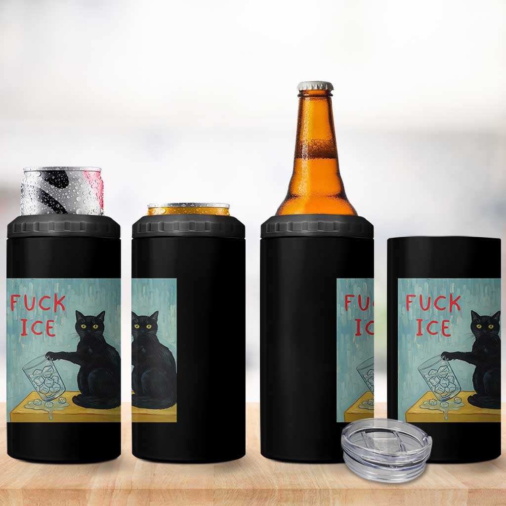 No Ice Please 4 in 1 Can Cooler Tumbler Funny Cat Anti ICE Artist Meme
