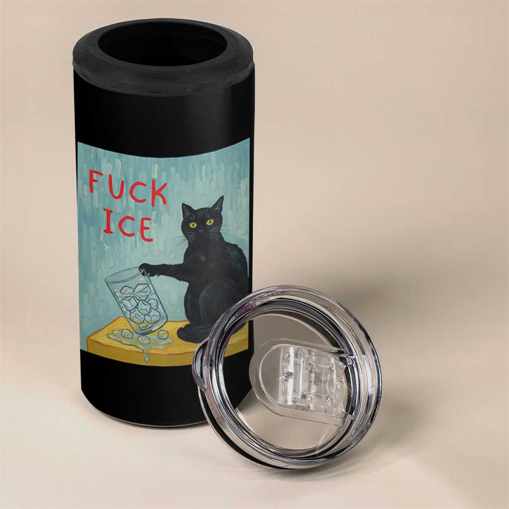 No Ice Please 4 in 1 Can Cooler Tumbler Funny Cat Anti ICE Artist Meme