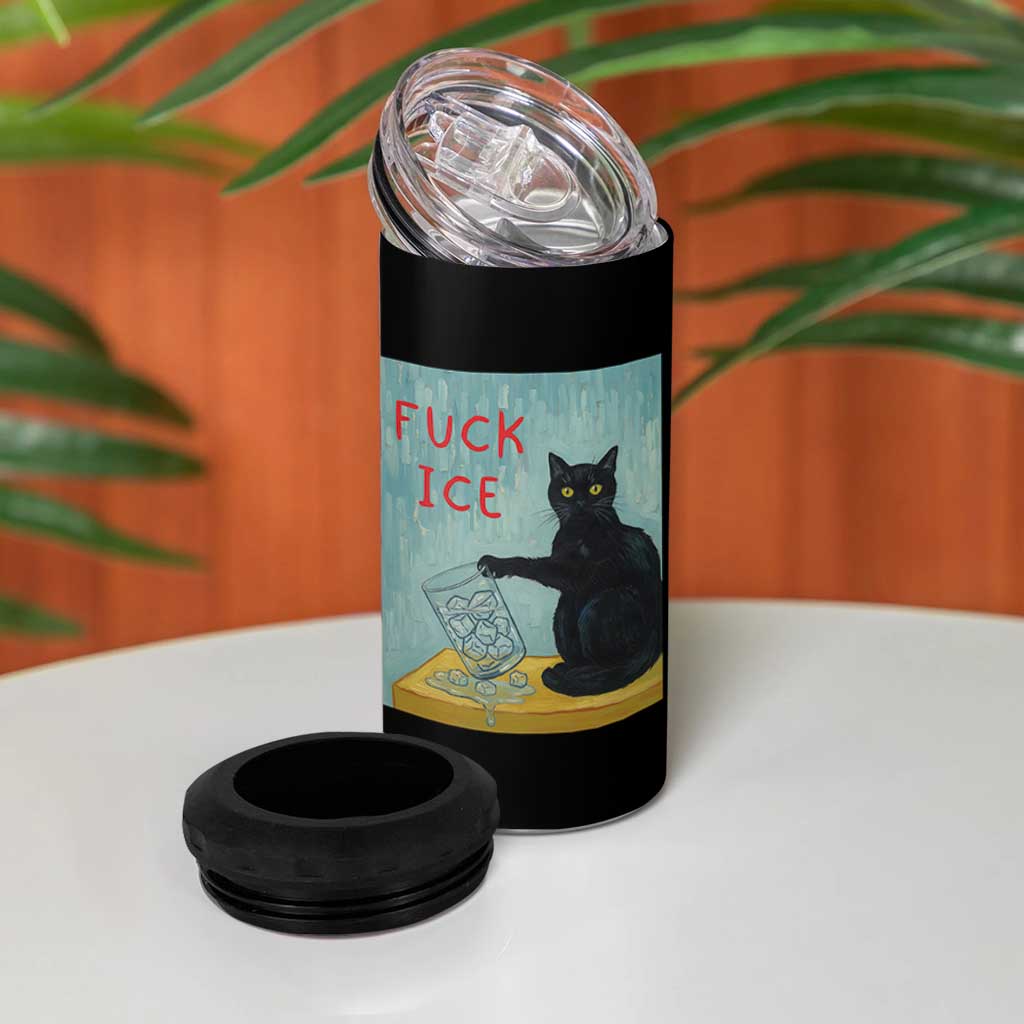 No Ice Please 4 in 1 Can Cooler Tumbler Funny Cat Anti ICE Artist Meme