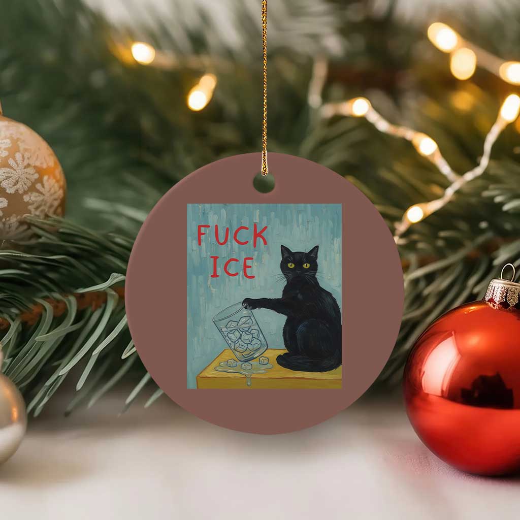 No Ice Please Ceramic Ornament Funny Cat Anti ICE Artist Meme