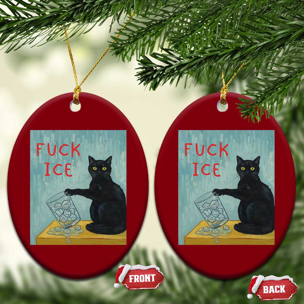 No Ice Please Ceramic Ornament Funny Cat Anti ICE Artist Meme