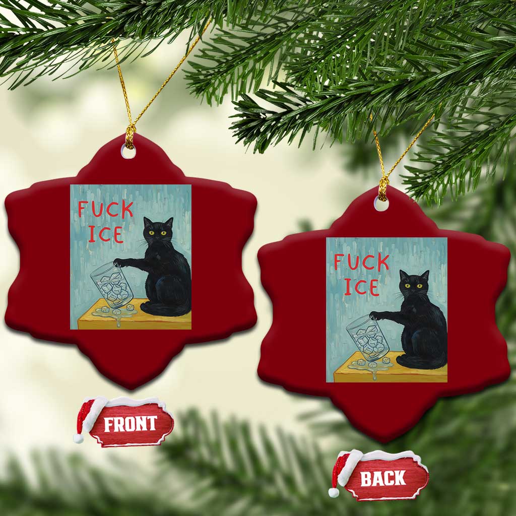No Ice Please Ceramic Ornament Funny Cat Anti ICE Artist Meme