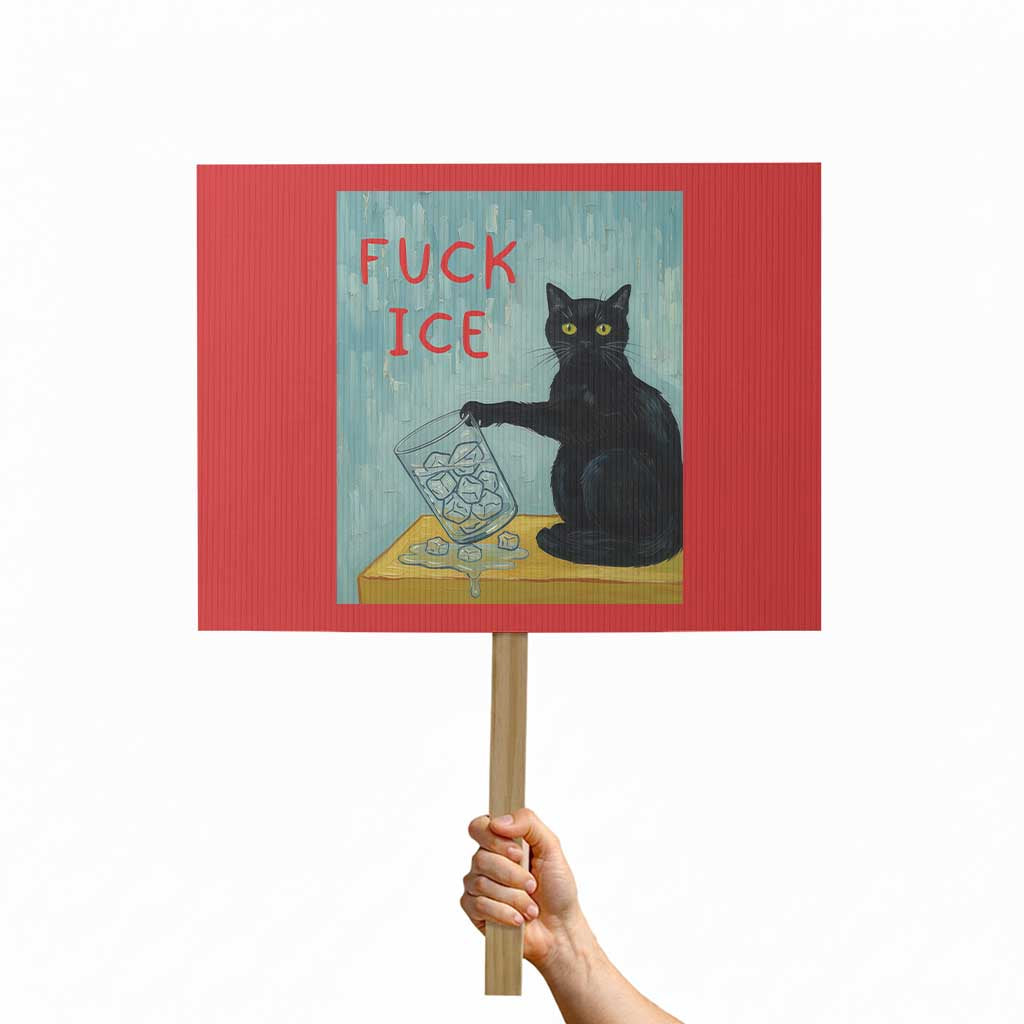 No Ice Please Protest Sign Funny Cat Anti ICE Artist Meme